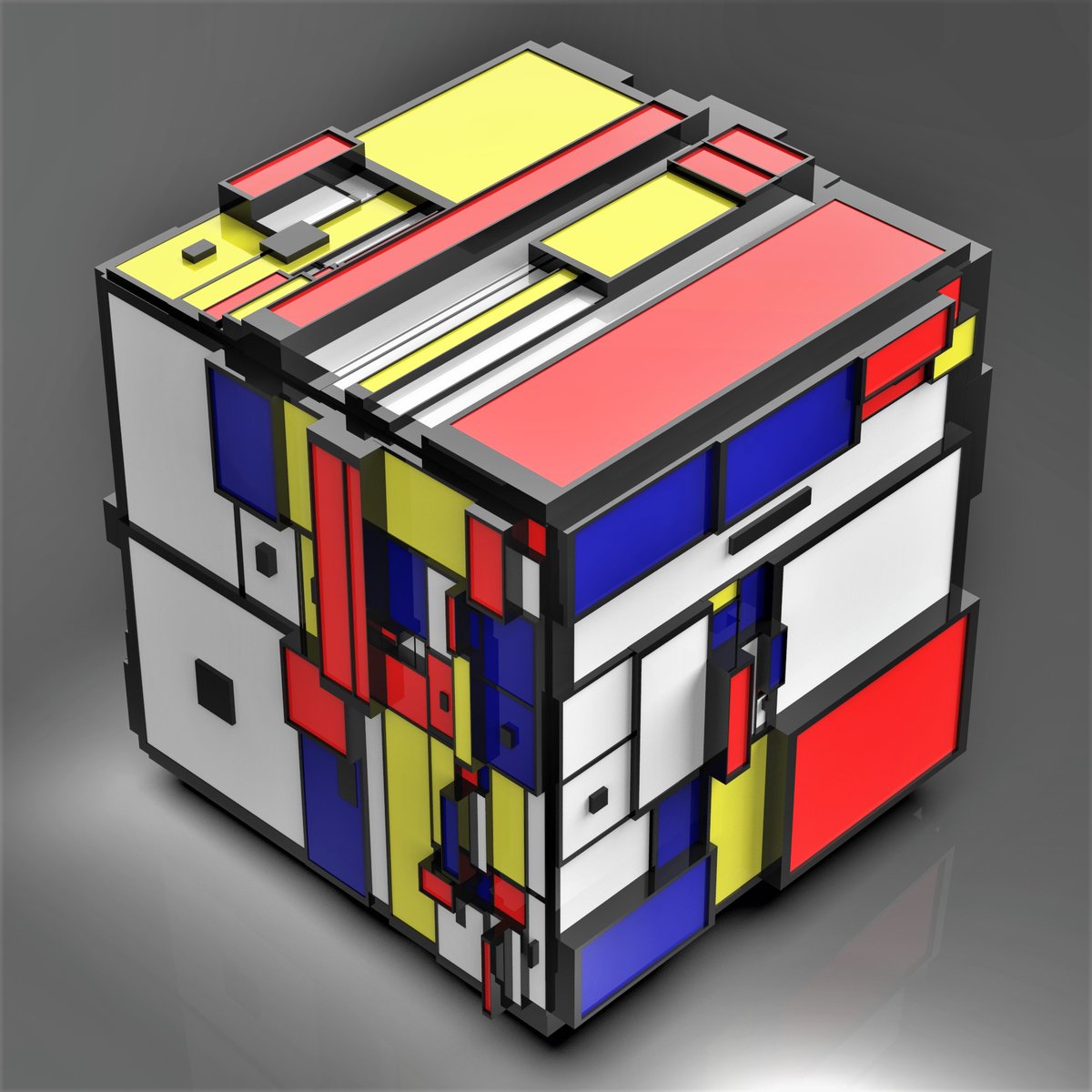 kronpano's tweet photo. A #Mondrian cube
Playing with some more subdivisions in #StructureSynth
#creativecoding #procedural #proceduralArt #generative #lsystem https://t.co/HVEq1xZj3M