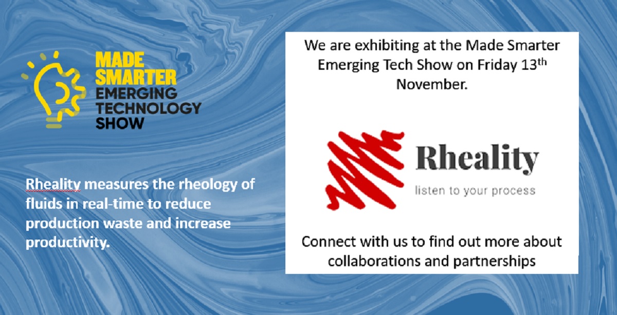 UoBAccelerate's tweet photo. Birmingham spinout @Rheality_ltd is at #MadeSmarter Emerging Tech Show
Get in touch to discuss collaboration and make your #production more efficient!
Find Rheality - https://t.co/Eggug2mT3q
#rheology #fluidmonitoring #manufacturing #Rheality_Ltd #FMCG #Sensors https://t.co/hVYWIv1iTF