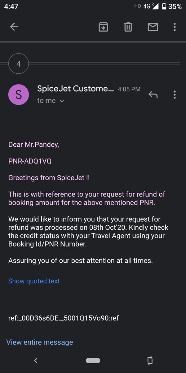 fcaabhishek01's tweet photo. @makemytripcare PNR - ADQ1VQ
Find the attachment - confirmation from spicejet for my refund https://t.co/AKKMIgRSPf