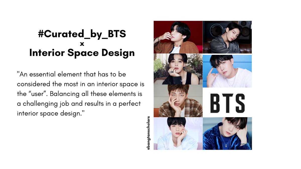 "A good interior space is about considering all the physical, environmental and cognitive elements and harmonizing them to make it a space that feels right, functionally & emotionally." @bts_twt  #BTSResearch  #Curated_by_BTS