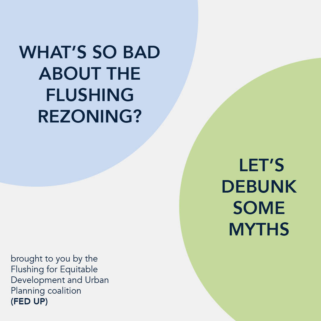 The developers for  @SFWDistrict and  @CMPeterKoo have been spreading LIES to defend this displacement project. #NOFlushingRezoningFED UP coalition, a group of Flushing-based nonprofits who have been fighting gentrification for years, has made this helpful myth busting guide: