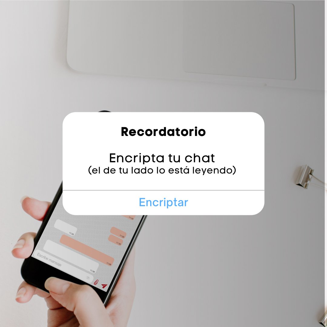 CriptooApp's tweet photo. ENCRIPTA TU CHAT🔓➡️🔒

Oculta tus mensajes con solo un click y sigue chateando.

#EsCosaTuya #criptoo

#reminder #recordatorio #app #cotilla https://t.co/aVK5xsti3n