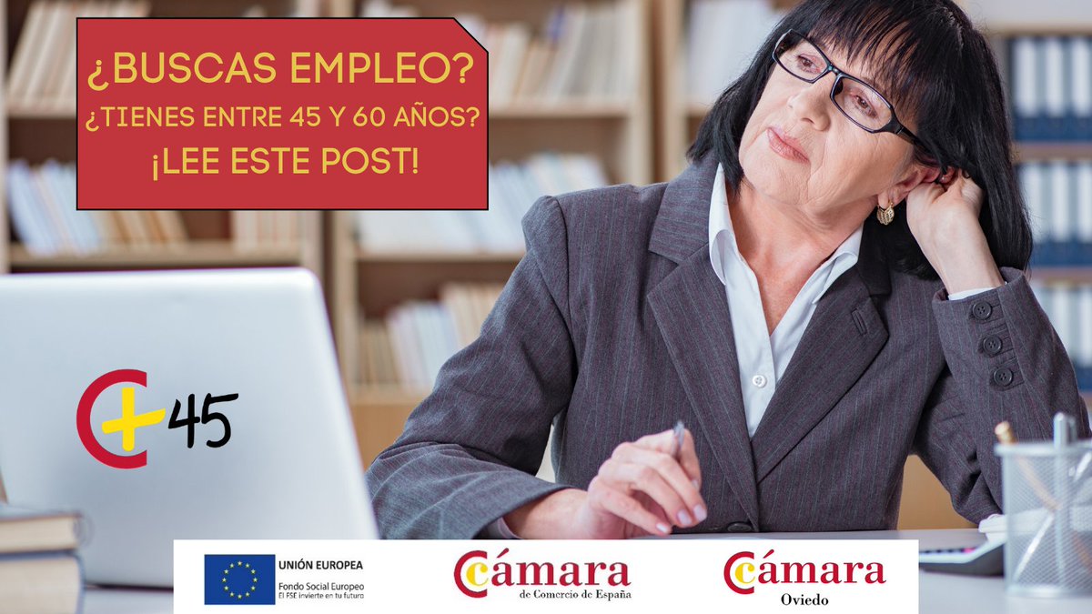 CamaraOviedo's tweet photo. ¿Tienes entre 45 y 60 años? ¿Estás buscando empleo?
➡️ Participa en el Programa 45+
➡️Te ayudaremos a mejorar tus oportunidades de inserción laboral
💻 Tienes toda la información en el link: https://t.co/g5xVEBRG72
#Programa45plus #Empleo #BusquedaEmpleo #Oviedo #Asturias https://t.co/XhEQrX2cKR