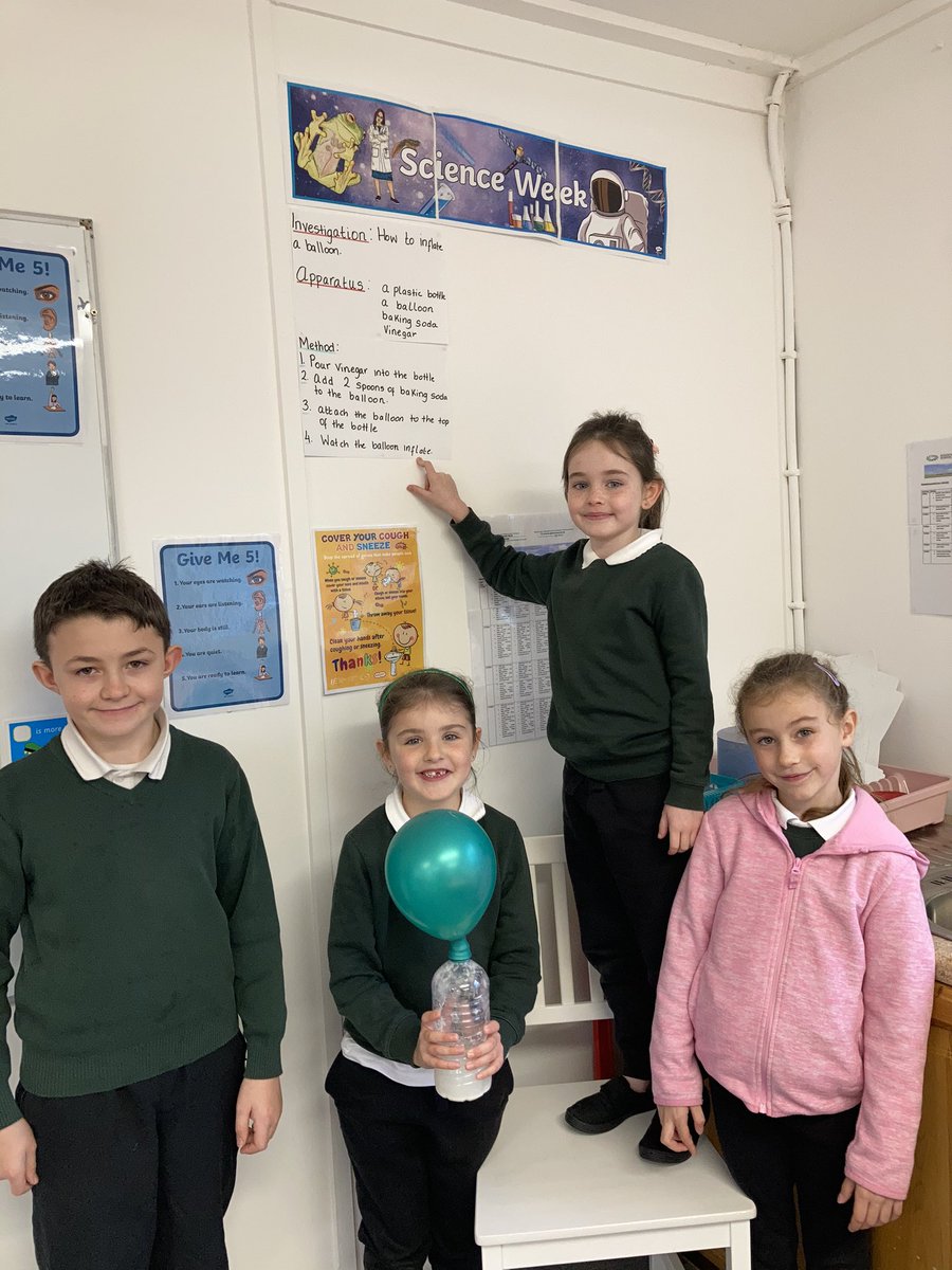CnsGlenroe's tweet photo. We’ve made a great start to #ScienceWeek2020 #BSW2020 we investigated how to inflate a balloon using vinegar and baking soda, we listed our apparatus and followed a procedural writing framework to document our method! @LCETBSchools @cnsireland https://t.co/YTTH7usxyB