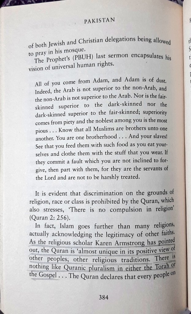 "As the religious scholar Karen Armstrong has pointed out, the Quran is 'almost unique in its positive view of other people and other religious traditions"(16/n)