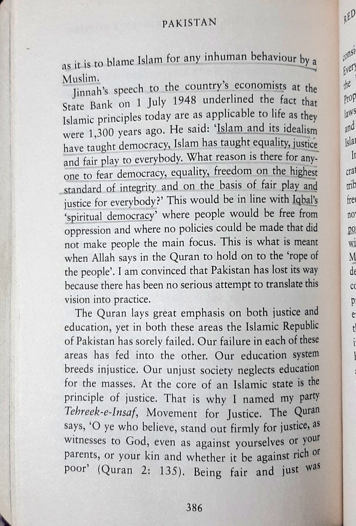 "Jinnah said... Islam and its idealism have taught democracy, equality, justice and fairplay to everybody..." (18/n)