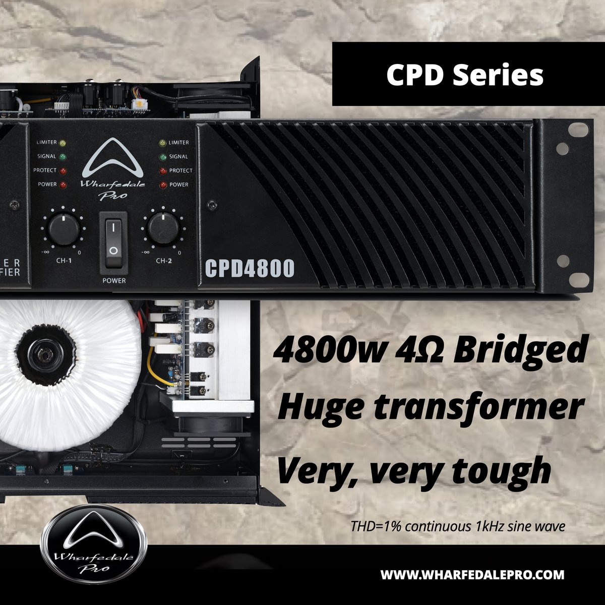 CPD amplifiers are the unsung heroes of hard working PA systems.
 
Hidden away, often in dark amp racks, CPD series just ‘do their job’, day in and day out.
Power and strength.  Peace of mind reliability.
 
#wharfedalepro #poweramps #proaudio #installedsound #livesound