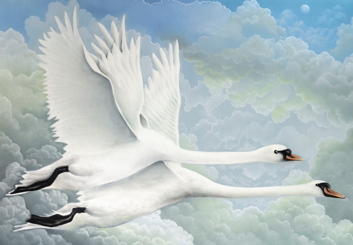 Arthaus1989's tweet image. Two pictures with the same name, that can happen - these are both "Just The Two Of Us" both by Mackenzie. 

#justthetwoofus #samename #mackenziethorpe #art #artoftheday #artist  #together #togetherapart #swans #landscape #landscapeart #arthaus #arthausgallery