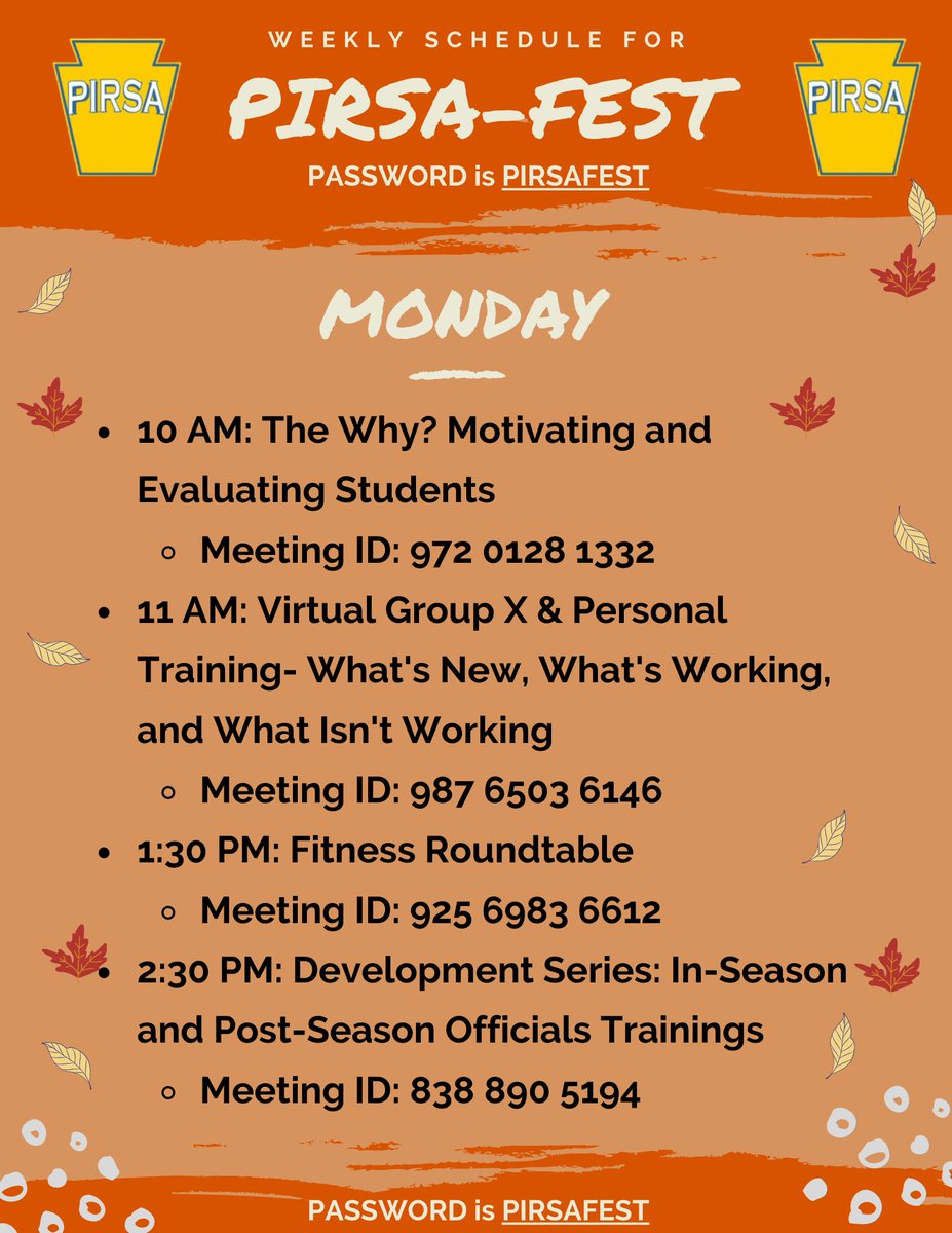 PIRSArec's tweet photo. It’s the first day of PIRSA FEST!! Don’t miss out on any of this loaded schedule for today #PIRSAFest2020 https://t.co/KE9bT1v7G2