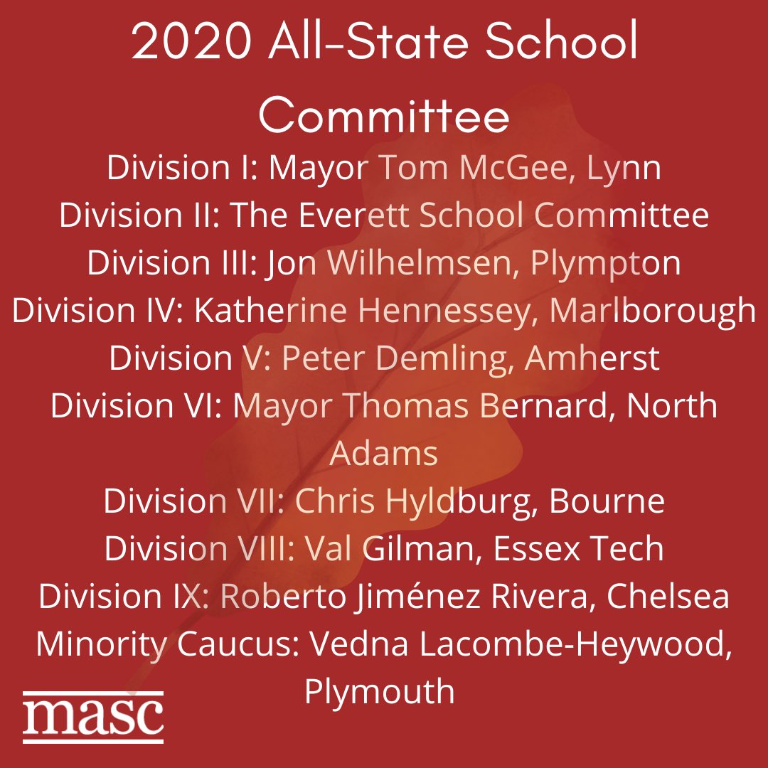 MASCSchoolComm's tweet photo. In addition to our new Life Members, we also want to congratulate the 2020 All-State School Committee and the 2020 Lifetime Achievement award winners! #MASC20 https://t.co/hsRFeK1YCh