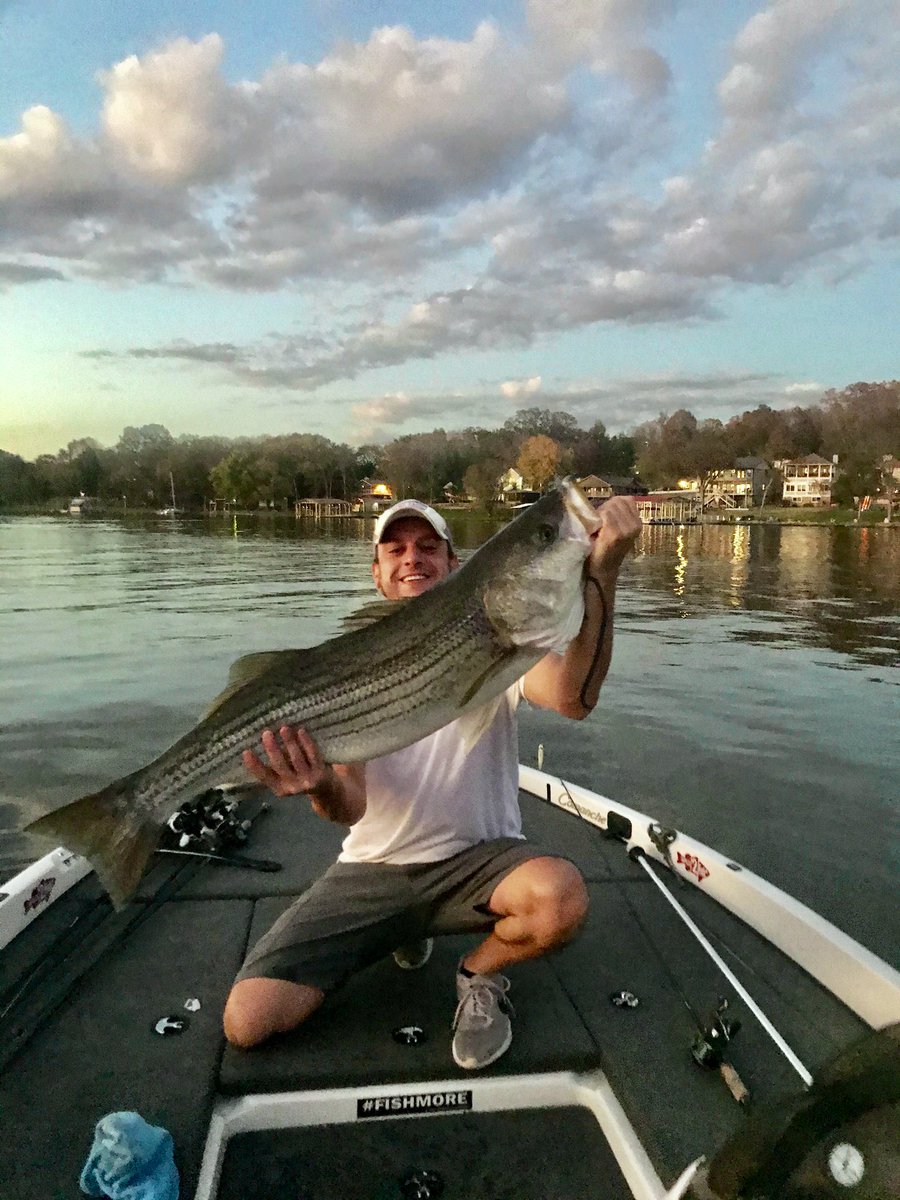 Our drummer @AWcurcuruto pulled this baby out of Old Hickory Lake this morning From AC “They usually catch those bigger ones in the winter but I wasn’t expecting it It hit a top water 1 hour fight on 12 lb test Dragged me from the back of two foot to the main channel almost”