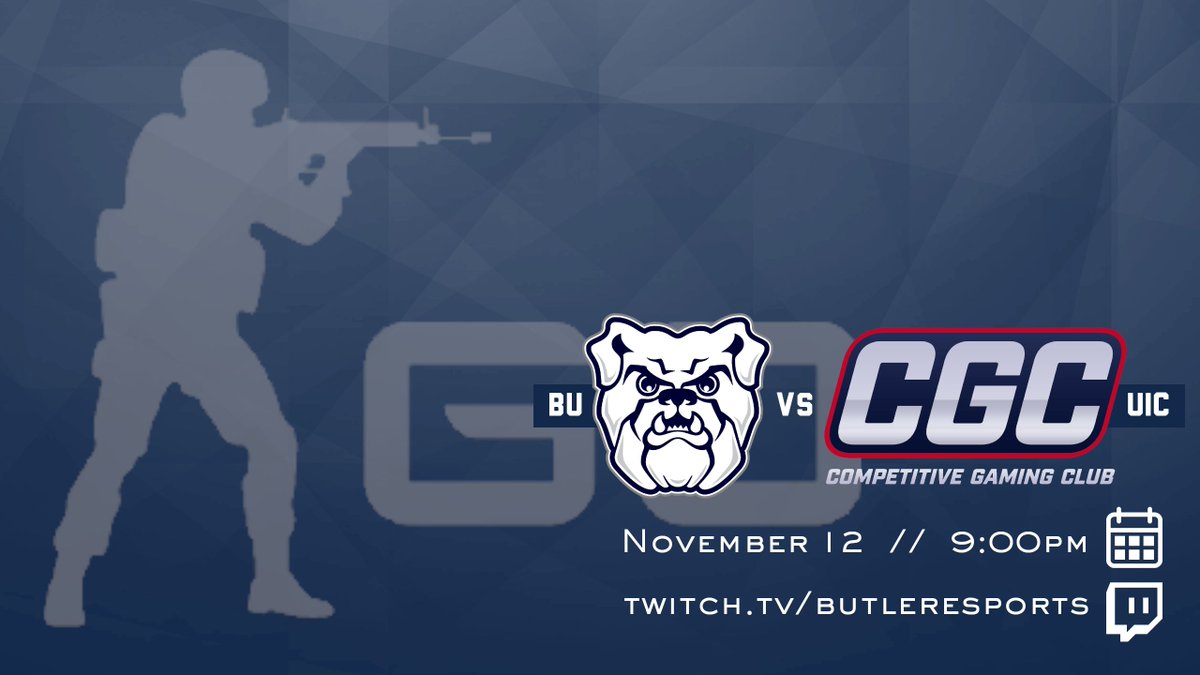 BUClubEsports's tweet photo. Tonight, #ButlerCSGO takes on @cgcuic in another @CSLEsportsgg matchup, streamed live at 9pm at https://t.co/xUG9Dd3eDO! #GoDawgs https://t.co/Sbg3hqpjNk