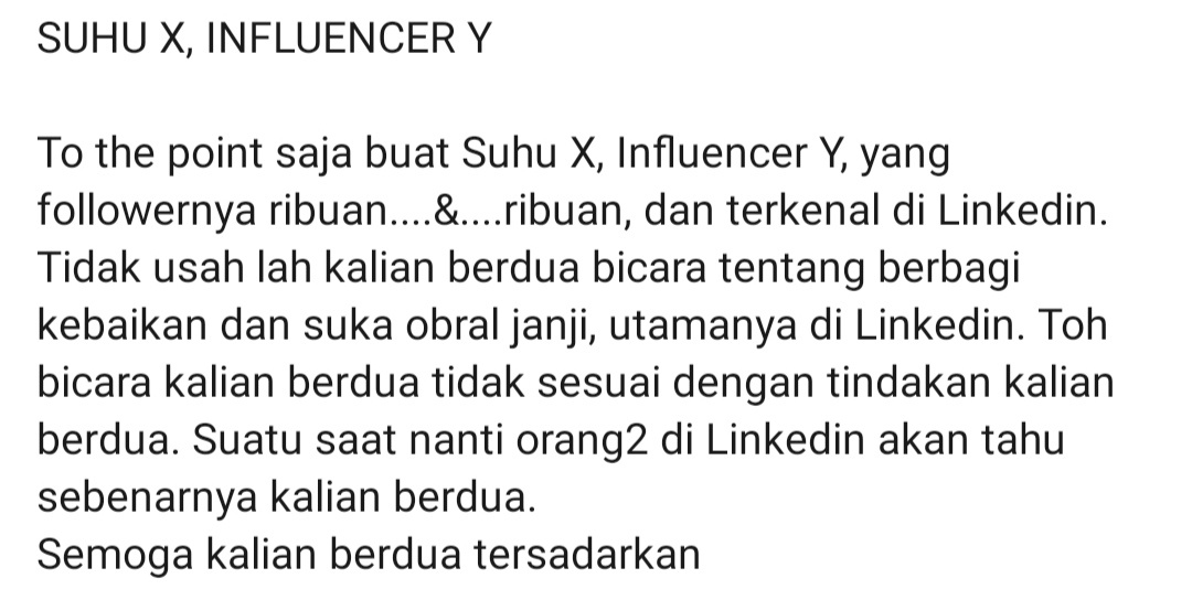anaklinkedin's tweet photo. Waow suhu dan influenser siapakah yang dimaksud? https://t.co/Pnf0CRO40U