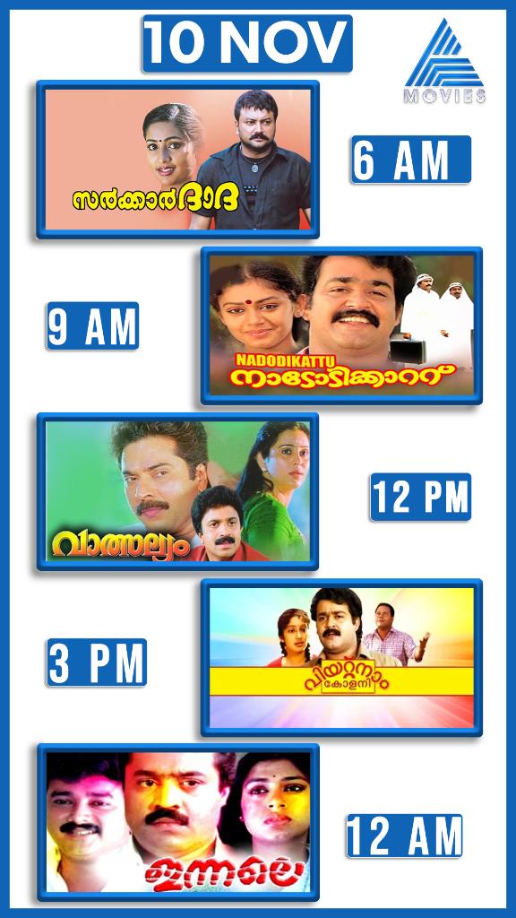 asianet's tweet photo. ഏഷ്യാനെറ്റ് മൂവിസിൽ എവർഗ്രീൻ കോമഡി ബ്ലോക്ക്ബസ്റ്റർ 'നാടോടിക്കാറ്റ്,' മമ്മൂട്ടിയുടെ സൂപ്പർഹിറ്റ് കുടുംബചിത്രം 'വാത്സല്യം,' പത്മരാജൻ ക്ലാസിക് 'ഇന്നലെ,' തുടങ്ങി നിരവധി ഹിറ്റ് ചിത്രങ്ങൾ..
#MoviesOfTheDay #AsianetMovies #Nadodikaatu #SarkarDada #VietnamColony #Valsalyam #Innale https://t.co/H9WVBKKPqo