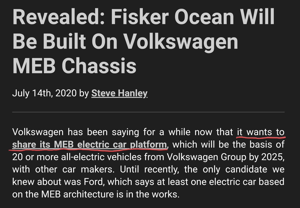 VW has always said they wanted to share their platform, and while it was looking like Ford was going to close the deal I can't  find any articles confirming after this date... So this still could be possible for Fisker.