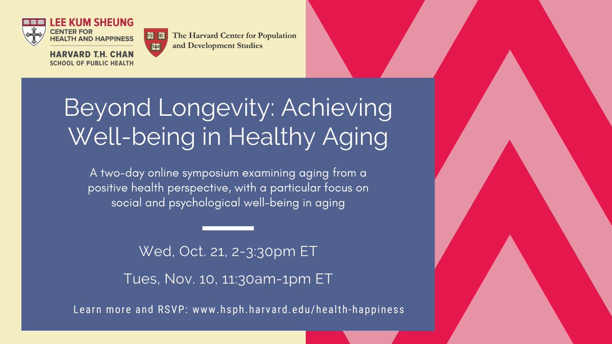 TOMORROW at 11:30am: Pt. 2 of “Beyond Longevity” will focus on psychological #assets in healthy aging. Speakers include Drs. Laura Carstensen <a href="/LongevityCenter/">Stanford Center on Longevity</a>, <a href="/adoCornell/">Aɴᴛʜᴏɴʏ Oɴɢ</a>, <a href="/robertwaldinger/">Robert Waldinger</a> &amp; moderators Drs. Lilian Cheung <a href="/SAVOR_the_book/">Dr. Lilian Cheung</a> &amp; <a href="/vishplus/">Vish Viswanath</a>. RSVP: ow.ly/rBj850Cfnag