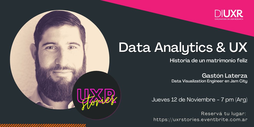 Se viene la tercera edición de #UXRStories acompañados por Gaston Laterza 🙌

Data Analytics &amp; UX: Historia de un matrimonio feliz

El próximo jueves 12 de Noviembre a las 7pm Arg

Inscribite: lnkd.in/dVCvjdt

Te esperamos 😍

#uxr #uxrs #diuxr #userresearch #uxresearch