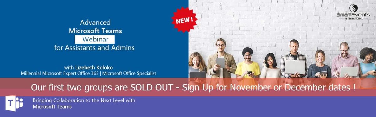TheSmartEvents's tweet photo. We are almost FULLY BOOKED for our next MS Teams webinar for #ExecutiveAssistants &amp; #Admins with @Lizkolokogreen  
.
🗓November 19th
⏰ 8 AM (EST) / 2 PM (CET)
Find out more &amp; Sign Up>>

https://t.co/S7gV7Tpsqh https://t.co/bAhCe6aWSe