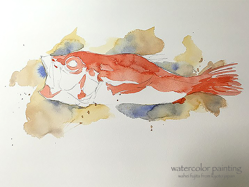 「4/9。ボディーの色をざっと置きます。描いてはいけません。置くのです。速度が命で」|わへい水彩画@京都水彩画塾塾長のイラスト