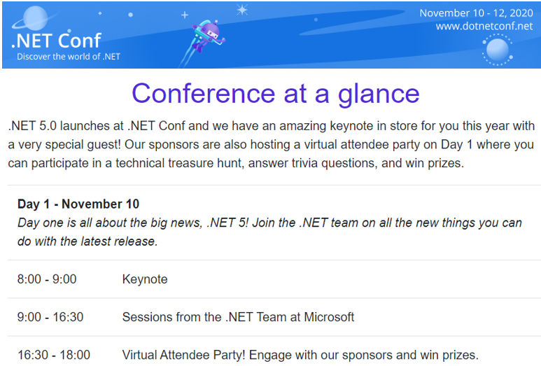 dotnetfdn's tweet image. .NET Conf starts tomorrow - Nov 10 at 8AM PST (4PM UTC). #CodeParty is at 4:30PM PST after all the sessions! #dotnetconf
hubs.ly/H0ztRLV0