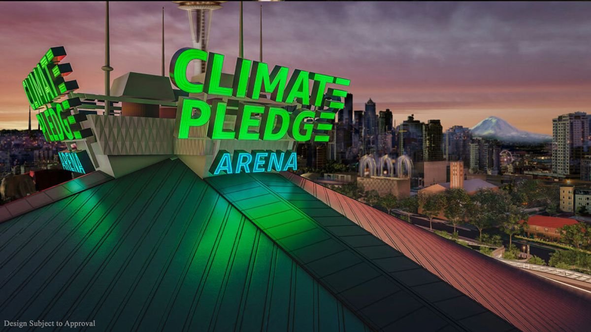 chris_comas's tweet photo. Amazon is revamping the iconic  Seattle KeyArena renaming it to: Climate Pledge arena. It will be the first net zero carbon arena in the world! #FIU #BCN4570 #Sustainability #Construction #FIUMossSchool #FIUsustainability https://t.co/S9xFmp6JgQ