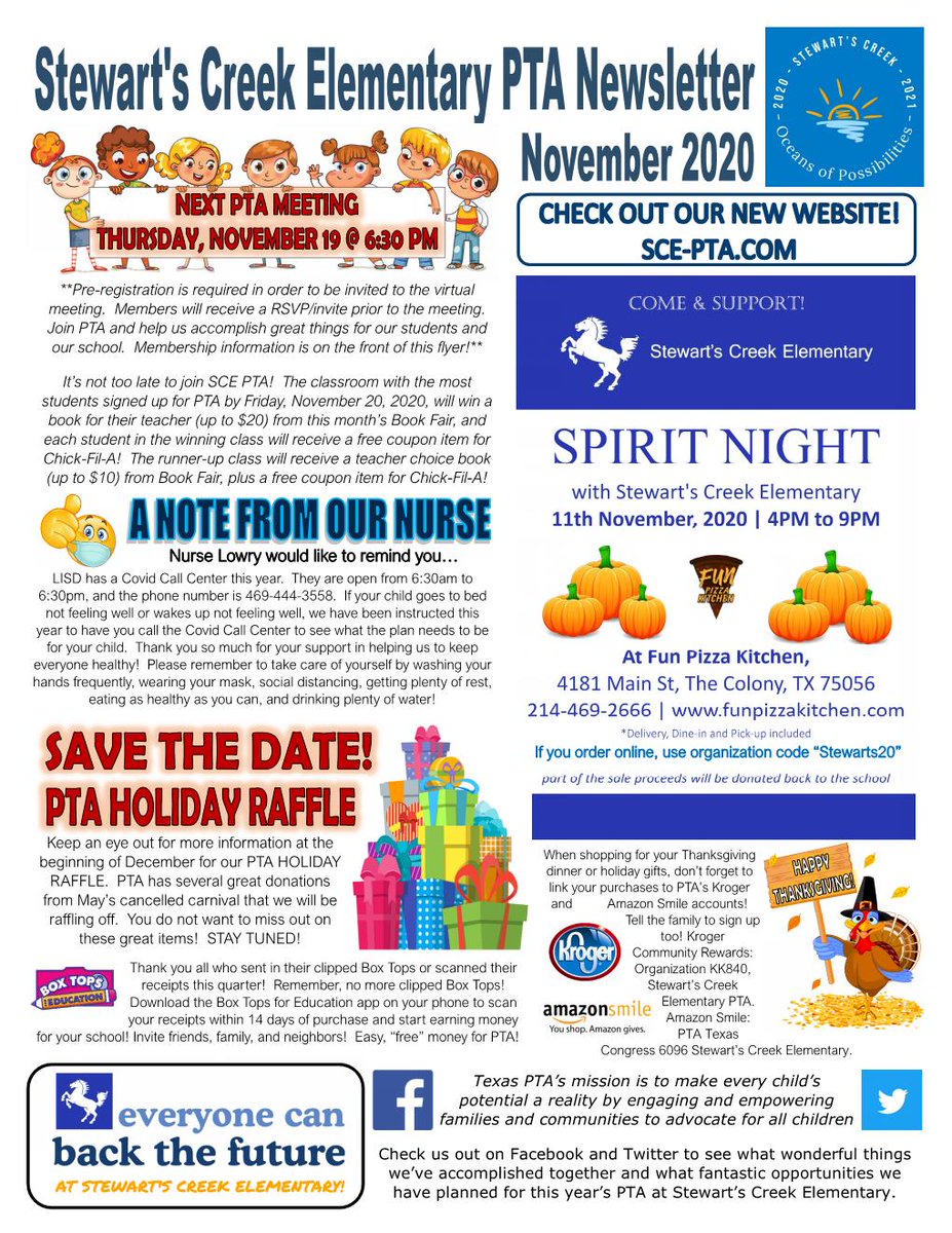 Did you get your November newsletter? Info on this week's FUN PIZZA SPIRIT NIGHT (including online order code)! <a href="/StewartsCreekES/">Stewart's Creek Elementary</a> #scepta