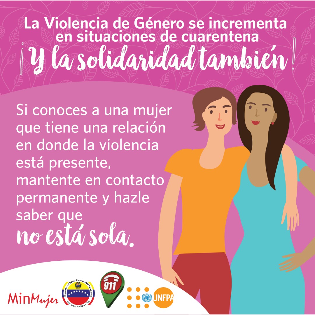 🗣️¡𝐄𝐒 𝐂𝐎𝐍𝐓𝐈𝐆𝐎! ✍️🇻🇪 Si conoces a una mujer que tiene una relación en donde la violencia está presente, mantente en contacto permanente y hazle saber que no está sola. #VenezuelaDigital2020