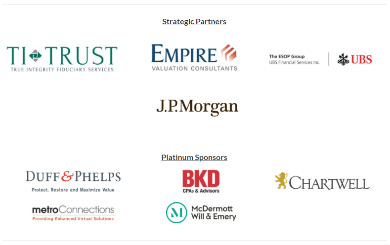 ESOPAssociation's tweet photo. #ESOP2020: Resilience and Renewal, our LIVE virtual technical conference starts this week! This conference would not be possible without the incredible support of our Strategic Partners and Platinum Sponsors. Thank you! https://t.co/jIzUtIw6nB https://t.co/TAuGSu37xn