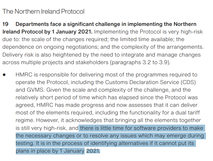 But surely, if the systems weren't gonna be ready in time, we'd know, right? Good thing the National Audit Office put on this report on... Friday Nov 6th... when there was absolutely nothing else going on that week. https://www.nao.org.uk/wp-content/uploads/2020/11/The-UK-border-preparedness-for-the-end-of-the-transition-period.pdf
