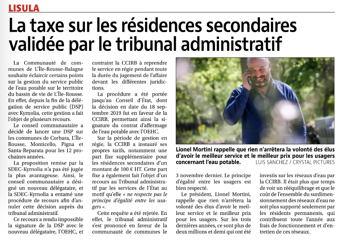 CCIRB's tweet photo. 💦 Part fixe sur les résidences secondaires du bassin de vie de L'Île-Rousse : le Tribunal administratif se prononce en faveur de la Communauté de communes.
▶️ Retrouvez le communiqué du Président de la #CCIRB, Lionel Mortini. https://t.co/Uh4TvGBWLh
