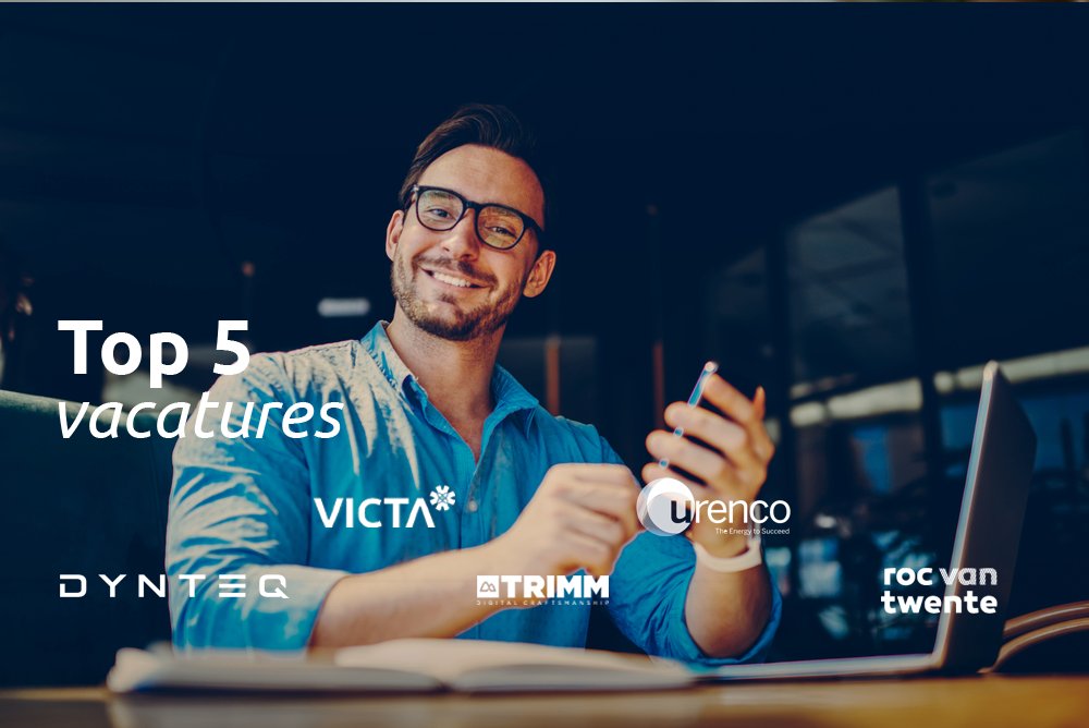 twente's tweet image. De 5 top vacatures uit Twente van deze week bekijk je hier
twente.com/top-5-vacatures 

Ben jij op zoek naar een (nieuwe) baan in Twente? Dynteq | ontwikkelaars van vooruitgang, @victabv , @Dynteq, @TRIMM_NL , @Urenconederland en @rocvantwente  zijn op zoek naar jou!

#vacatures