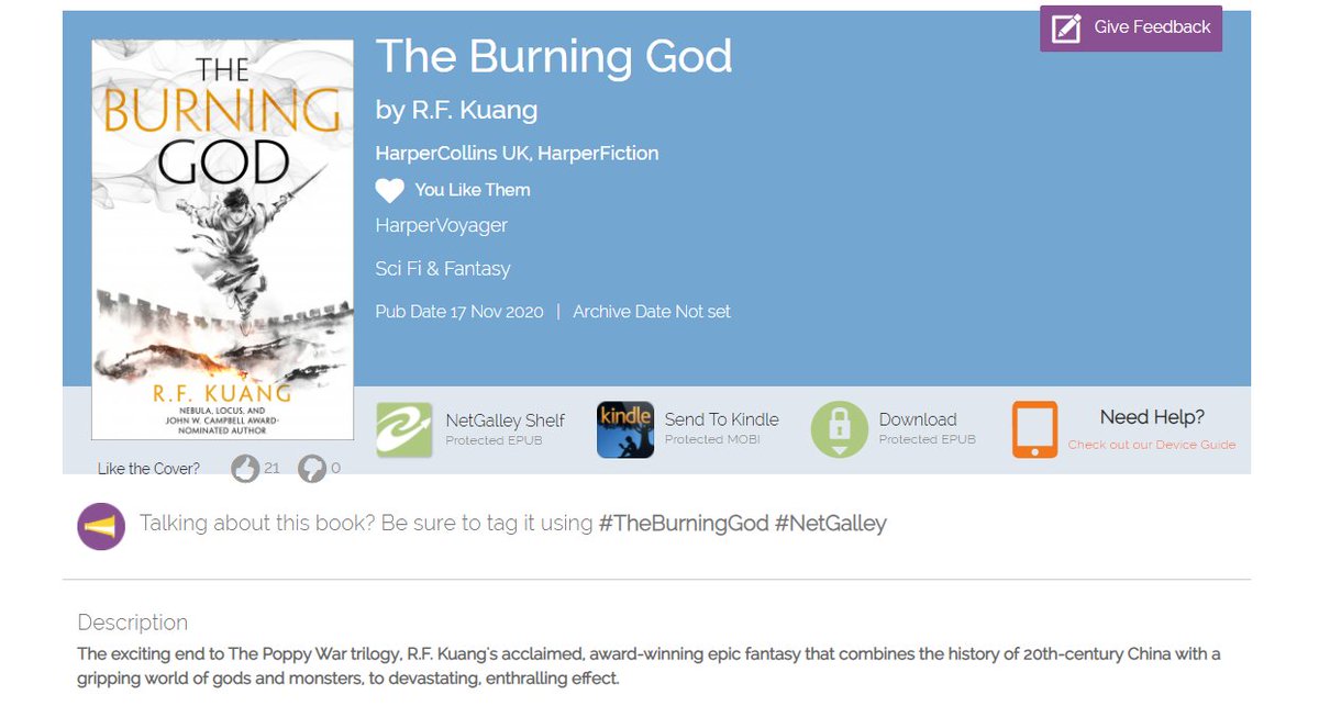 VickyBookworm's tweet image. Somebody just got approved to read @kuangrf's book #TheBurningGod... 

I CANNOT WAIT to get stuck in!!! Can't overstate how excited I am to read it (and get my heart broken, most likely) 🔥🔥🔥