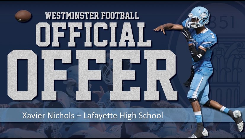 XavierNichols_4's tweet photo. Blessed to receive an offer from Westminster! @WESTMOFB @CoachHopkins_ https://t.co/fqNGnZ2TOV