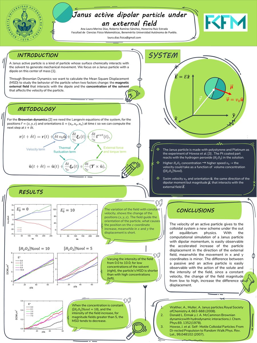 LauraDa77185988's tweet image. So glad my first tweet is to present my work at the
@icstcf2020 
&quot;Janus active dipolar particle under an external field&quot;

#ICSTCF20Poster 
#ActiveMatter
#Janusparticle
#Externalfield