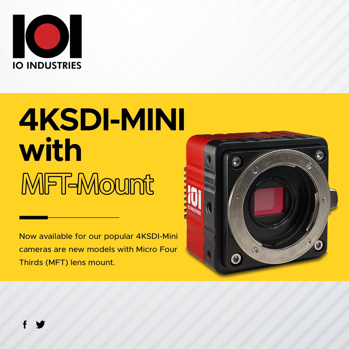 Now available for our popular 4KSDI-Mini cameras are new models with Micro Four Thirds (MFT) lens mount. Learn more about our 4KSDI-Mini camera options here:
ioindustries.com/4ksdiminispeci…