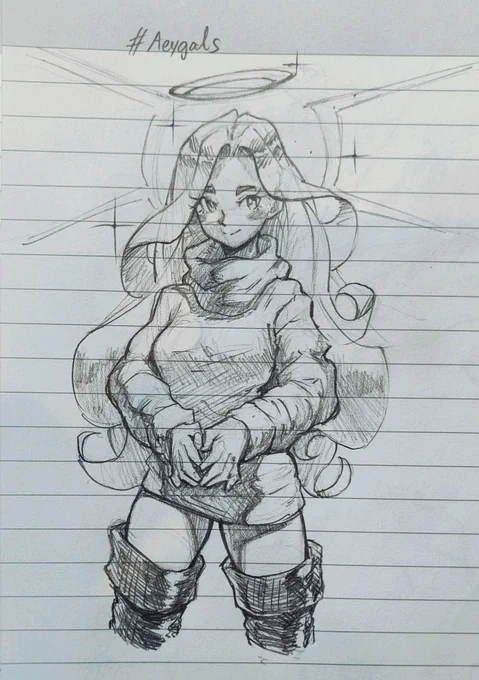 [oc] Luna sketch in my notebook 