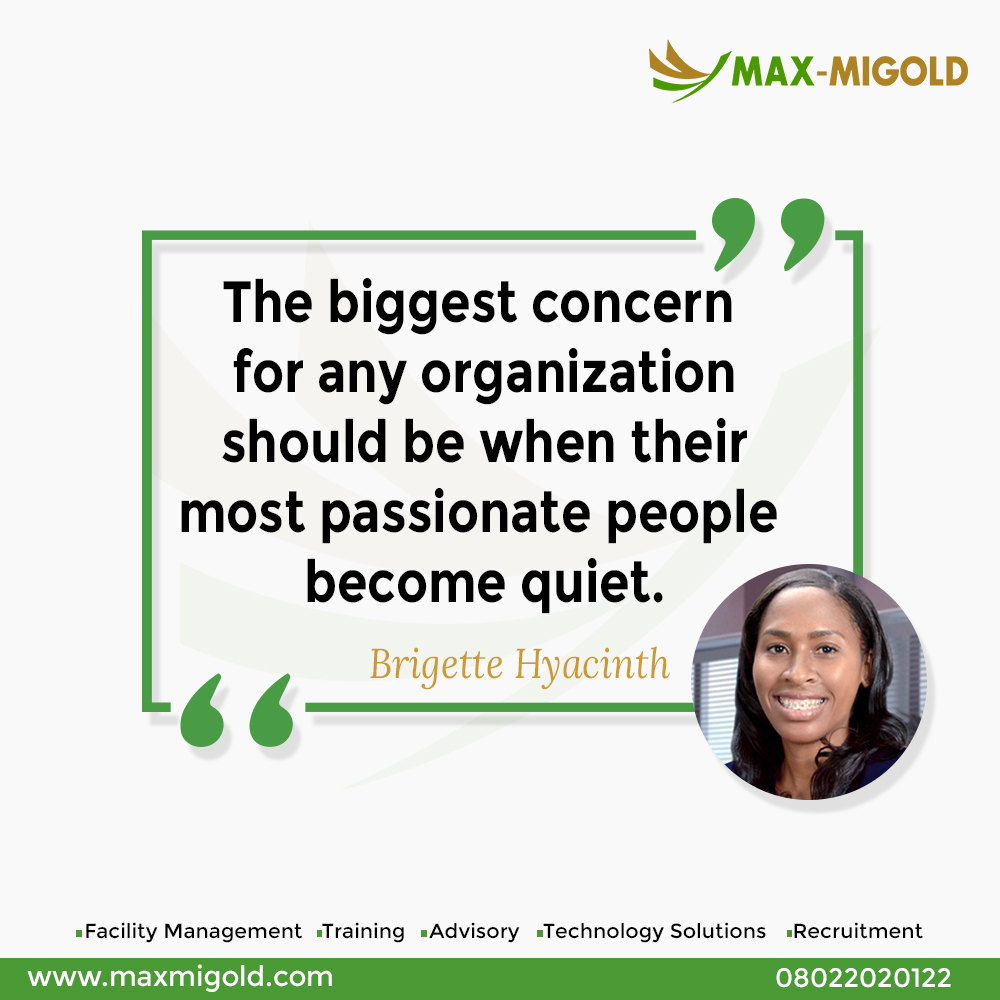 Max_Migold's tweet photo. The biggest concern for any organization should be when their most passionate people become quiet. -Brigette Hyacinth
#MondayMorning #MondayMood #monday #facilitymanagemnt #fmservice #energy #Training https://t.co/qRgl6aPATf