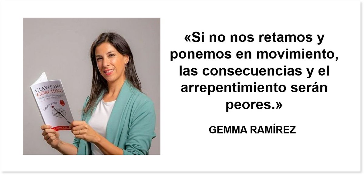 "Si no nos retamos y no nos ponemos en movimiento, las consecuencias y el arrepentimiento serán aún peores"... <a href="/soygemmaramirez/">Gemma Ramírez</a> 
#RRHH #coaching #psicologia
ow.ly/kwrO30rj97e