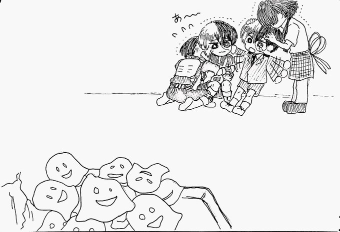 みて…先日のおばけチップスにこわがるもちろきくんたちのファンアートをもらった…スーパー愛い…(@afsaka08) 