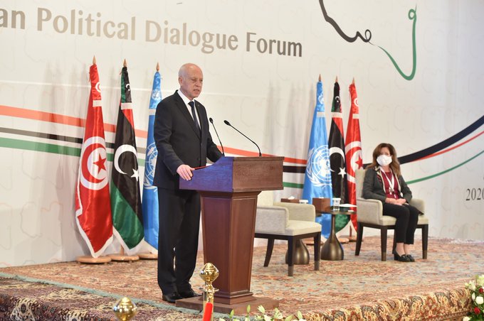 UNSMILibya's tweet photo. President of Tunisia to the LPDF participants at the opening ceremony: You will find, dear brothers [in Tunisia], available in the hour of distress, as we consider you as our dear brothers. What makes you happy, makes us happy too.
#LPDF #Libya_First https://t.co/JIjaj11q5E