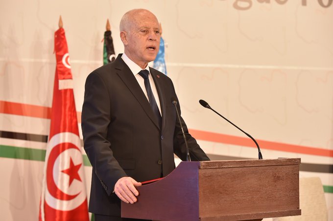 UNSMILibya's tweet photo. President of Tunisia: I urge you to focus on a unified Libya; there is no room for dividing Libya. Some talk about East and West, but the Libyan people are one. The solution is for the Libyan people is to regain their full sovereignty. #Libya_First #LPDF https://t.co/PKLJmES4Oz