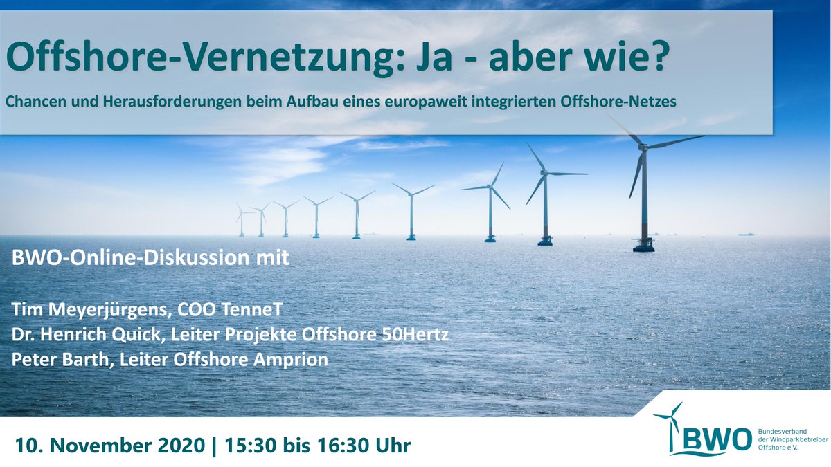 👋Welche Potenziale kann europäische Kooperation beim #Offshore-Netzausbau freisetzen? Welche Herausforderungen erwarten uns? Welche unterschiedlichen Ansätze verfolgen die #Übertragungsnetzbetreiber <a href="/Amprion/">Amprion</a>, @TenneT_DE &amp; <a href="/50Hertzcom/">50Hertz</a>? Jetzt anmelden!👉bit.ly/3lcJ0Fd