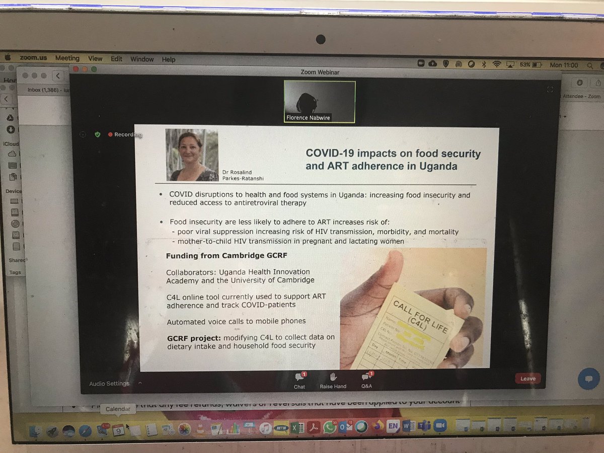 <a href="/FlorenceNabwire/">Florence Nabwire</a> highlights the new #COVID19 study being conducted on #foodsecurity models among #PLHIV &amp; other persons in Uganda. Study is being led by <a href="/rratanshi/">Rosalind Ratanshi</a>. Looking forward to the results &amp; outcomes of this study. #EoEglobalhealth #collaborationforimpact <a href="/CambGHP/">Cambridge Global Health Partnerships</a>