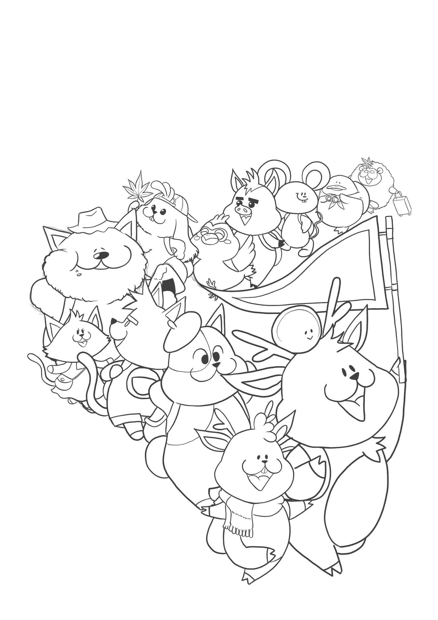 しかやん 今 11月分の塗り絵を描いています クリスマス前までに間に合うか みんなでハイキング 塗り絵 ゆるかわ イラスト イラストレーターさんと繋がりたい イラスト好きな人とつながりたい 秋の創作クラスタフォロー祭り T Co