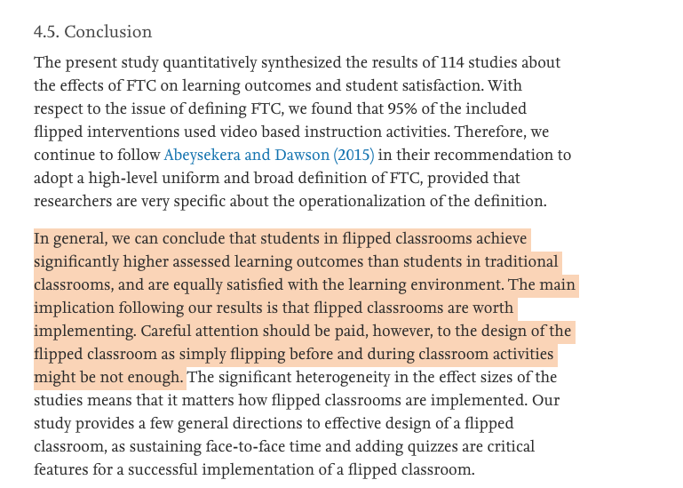santiagoraul's tweet photo. Effects of flipping the classroom on learning outcomes and satisfaction: A meta-analysis
#flresearch
https://t.co/bfUHaspEM0 https://t.co/OmHFBfRn4V