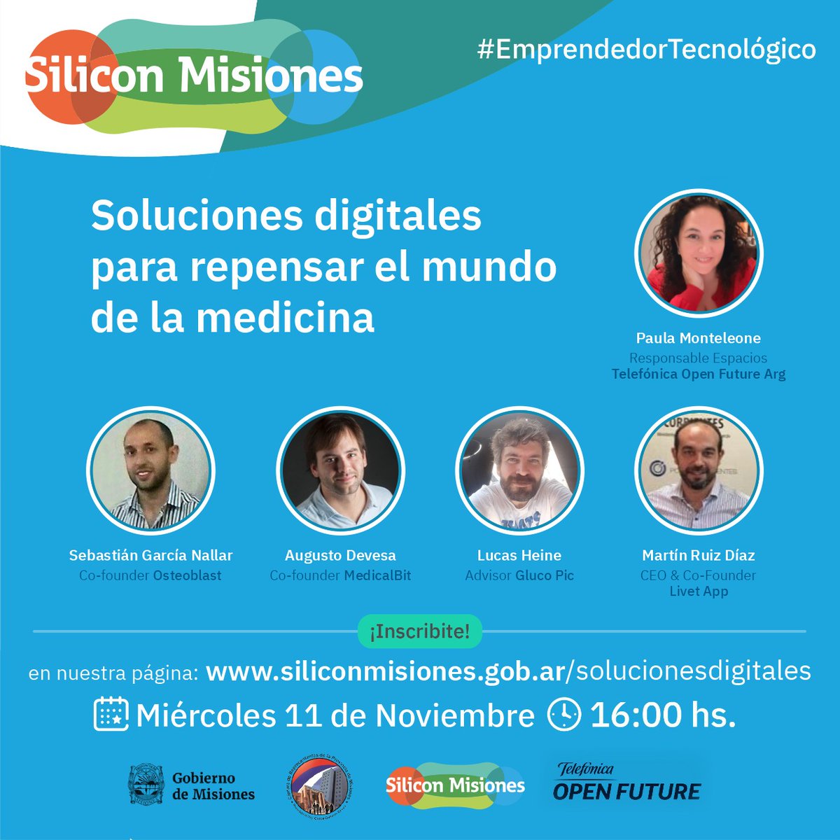 glucopic's tweet photo. El 11 de noviembre a las 16:00 hs y se presenta : Soluciones Digitales para repensar el mundo de la medicina.
Los interesados pueden inscribirse en https://t.co/n4GPUdNoSL 
 @lucasheine- Advisor Gluco Pic
 Coordinadora: Paula Monteleone- Responsable Espacios @OpenFutureArg https://t.co/mr9LxVksif