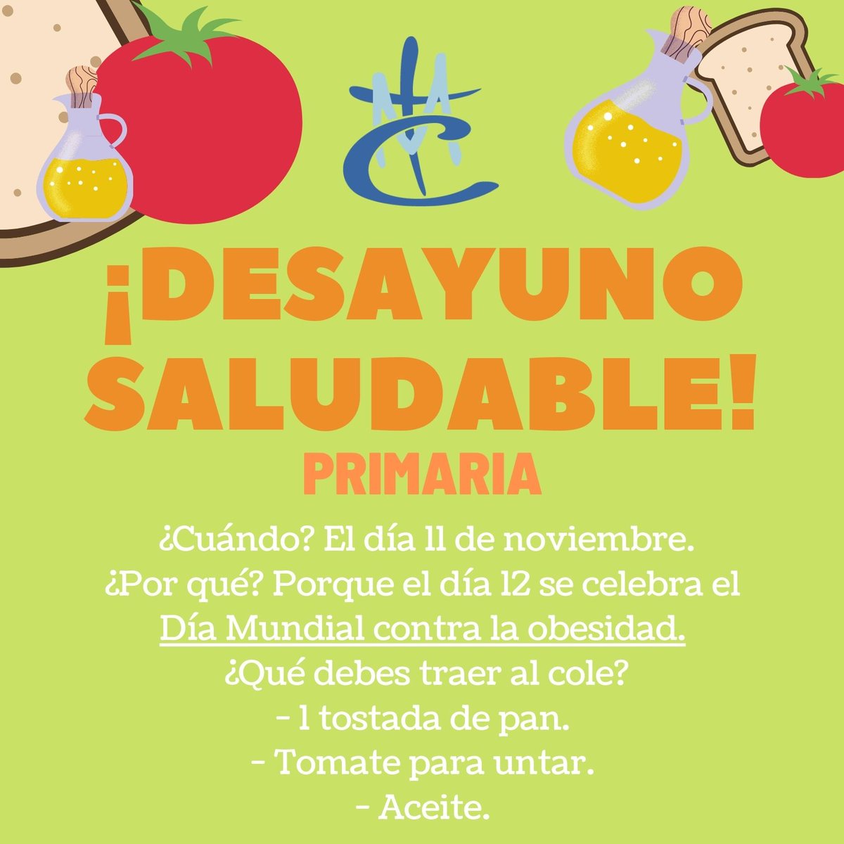 ConsolacionVill's tweet photo. 📌Desayuno saludable en PRIMARIA 🍞🍅 11 de noviembre. #ConsolaciónEduca #Desayunosaludable #Primaria https://t.co/ktDAJWODgp