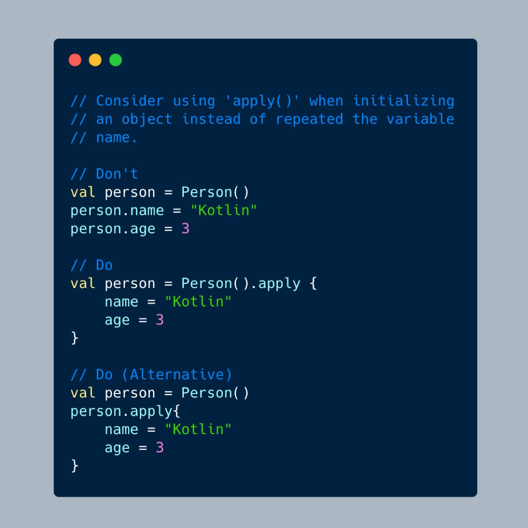 linero_tech's tweet photo. Kotlin Tip of the day
#kotlintips #java #kotlin #AndroidDev #androiddevelopment https://t.co/D681xHV7d5