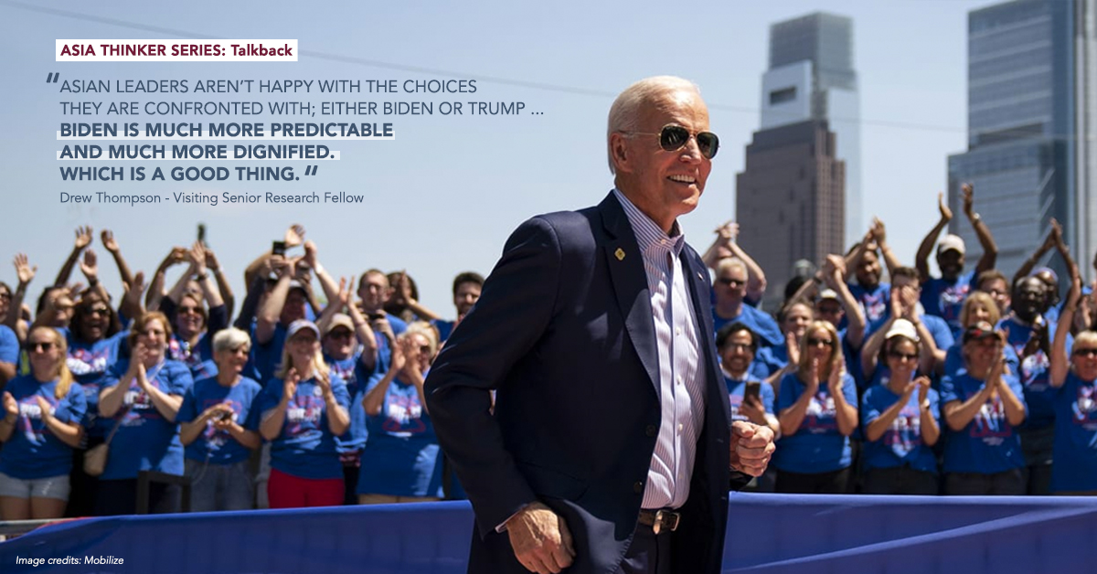 LKYSch's tweet photo. Will #Biden's presidency reflect his precursor's impulsive diplomatic decisions when it comes to Asian affairs?#TalkbackATS speaker & Visiting Senior Research Fellow, Drew Thompson (@TangAnZhu), doesn't think so. Catch his reasoning from the highlights https://t.co/pvrq9KuZa1 https://t.co/oqxnBHvmN0
