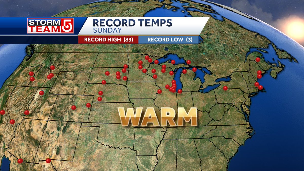 Met_CindyFitz's tweet photo. RECORD WARMTH CONTINUES...
We set record highs in both Worcester and Providence on Sunday and we may do it again today.  The warmth continues into midweek before we cool back down into the 50°s late week  #wcvb https://t.co/osJZKmhpPk